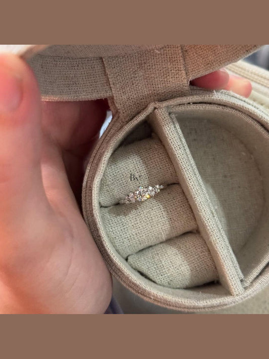 0.50 Carat Lab Diamond Cluster Ring | Dainty Asymmetrical Engagement Ring | White Gold Nature Inspired Ring | IGI Certified Unique Wedding