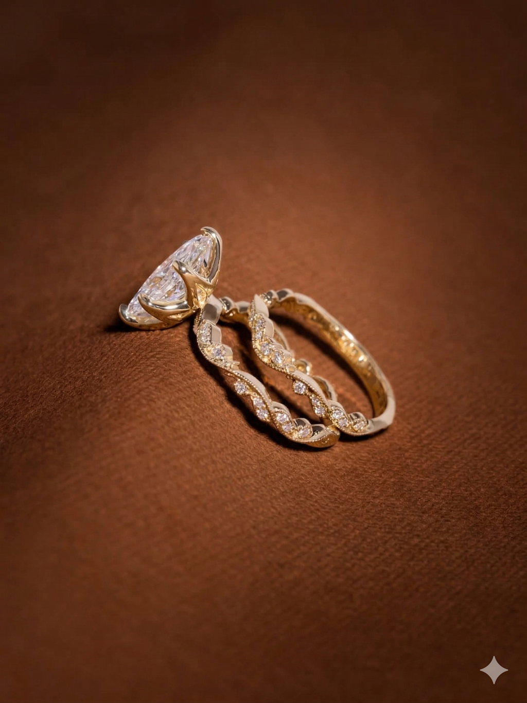 3.00 CT Marquise Cut Lab Diamond Engagement Ring, 14K Yellow Gold Vintage Vine Wedding Ring, Marquise Solitaire Bridal Set, Anniversary Gift