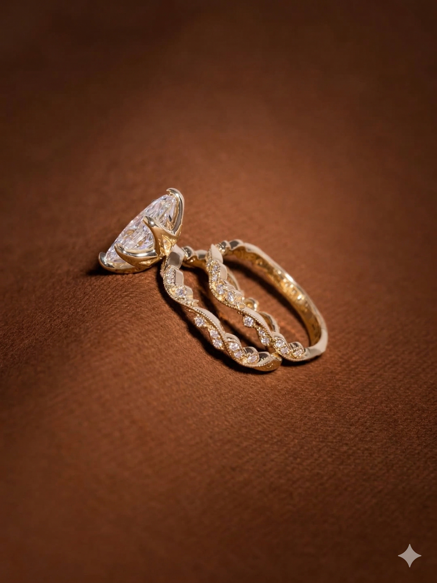 3.00 CT Marquise Cut Lab Diamond Engagement Ring, 14K Yellow Gold Vintage Vine Wedding Ring, Marquise Solitaire Bridal Set, Anniversary Gift
