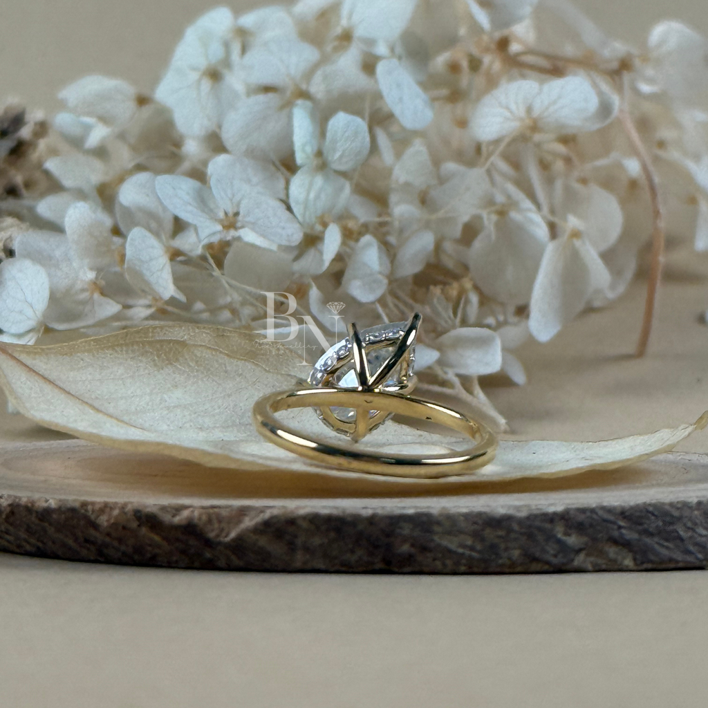 3ct Pear Cut Lab Grown Diamond Engagement Ring | Hidden Halo | Two Tone Pave Bridge Solitaire | IGI Certified | Bridal Settaire | IGI Certified | Bridal Set