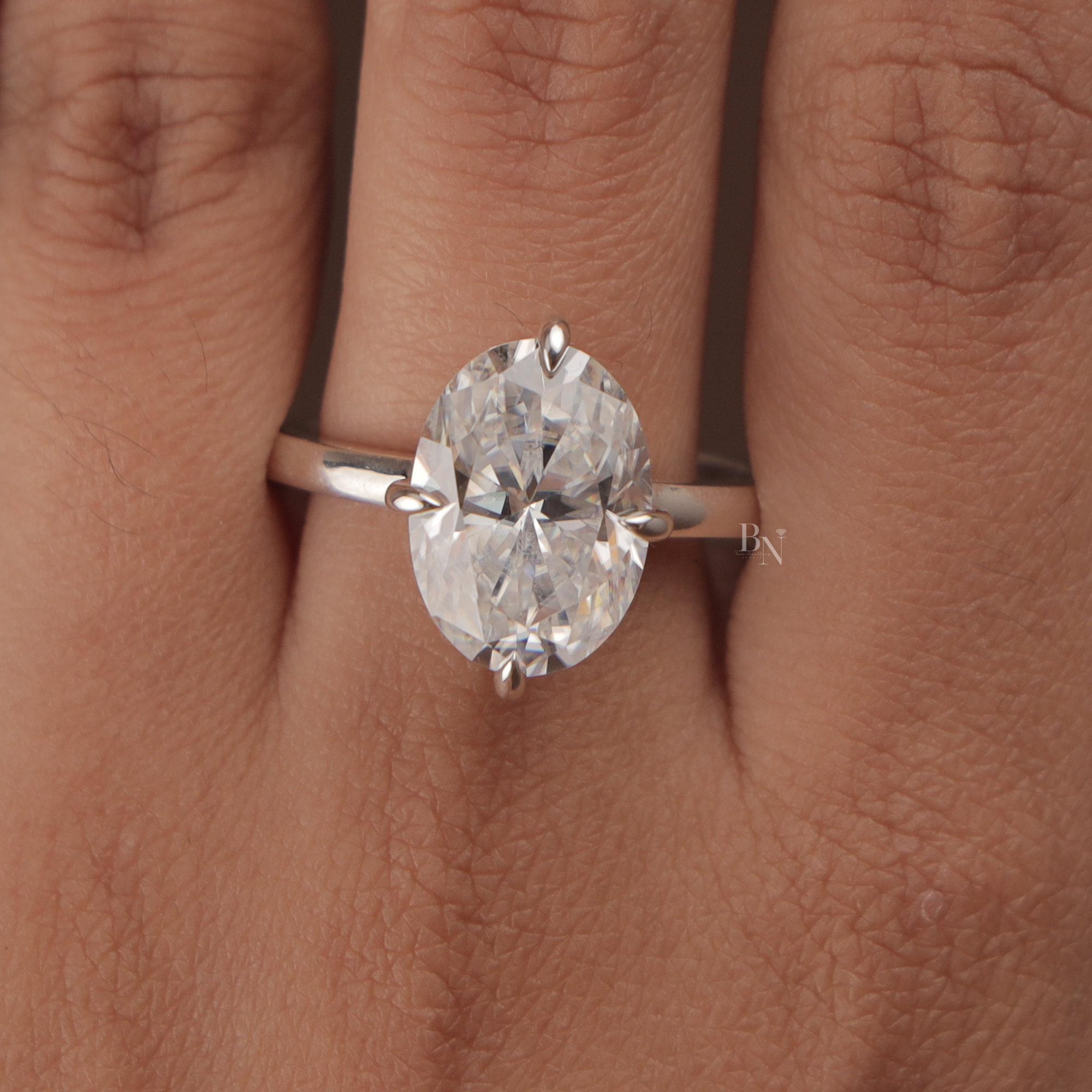 7.00 CT Oval Moissanite Engagement Ring | 14K White Gold Solitaire | Crushed Ice Sparkle | Romantic Bridal Ring | Huge 7 Carat Travel Ring