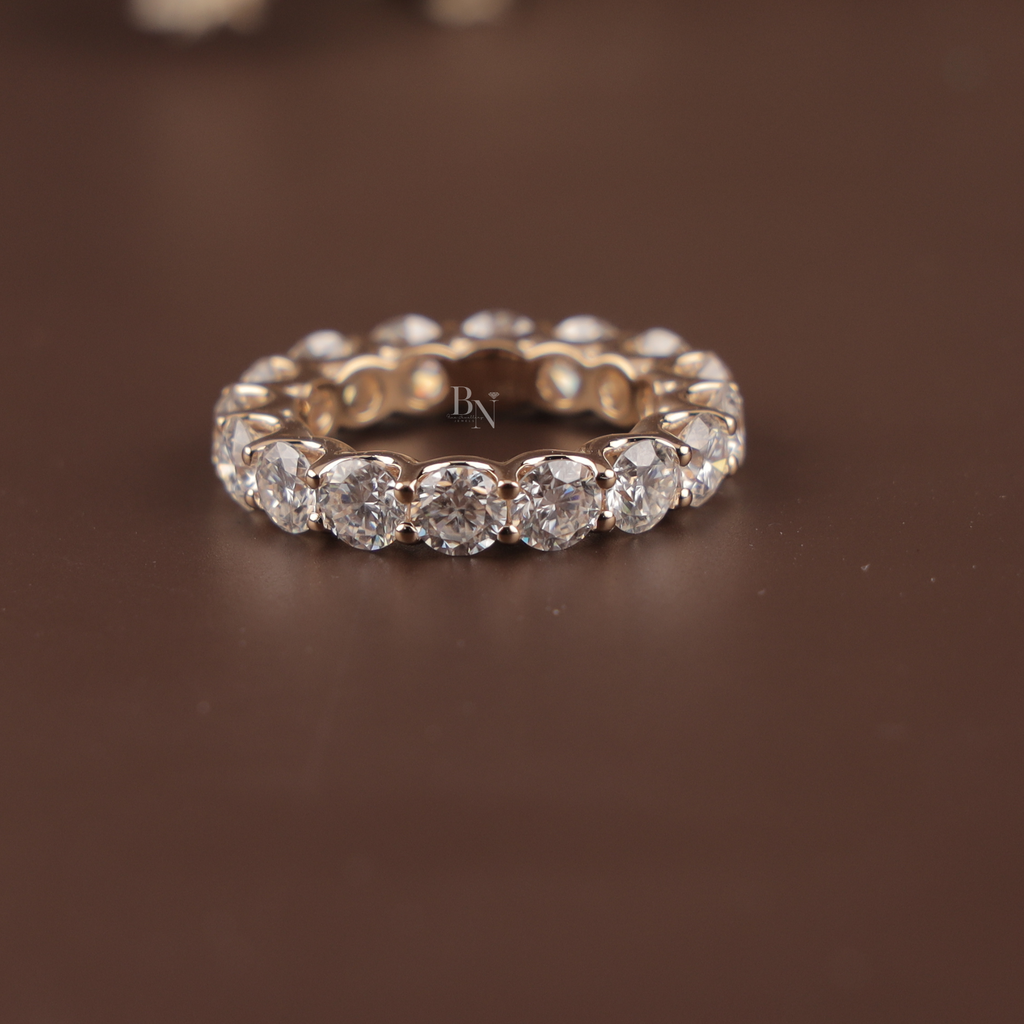 5ct Round Lab Grown Diamond Eternity Band | 14K Gold Shared Prong Wedding Ring | Full Eternity Bridal Band | IGI Certified Anniversary Band