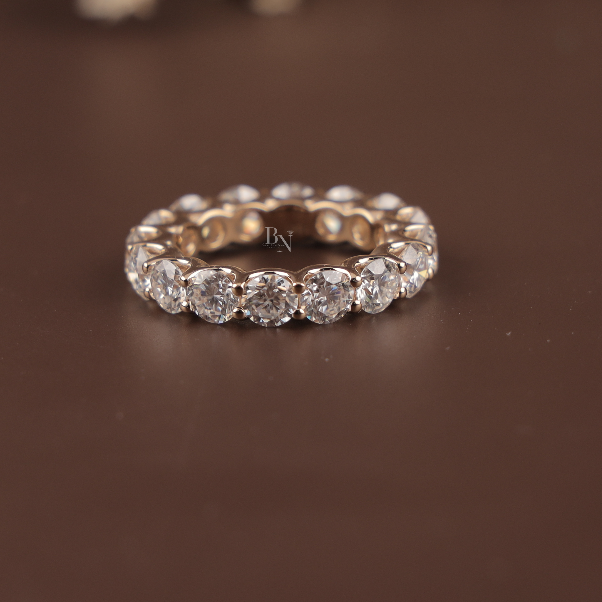 5ct Round Lab Grown Diamond Eternity Band | 14K Gold Shared Prong Wedding Ring | Full Eternity Bridal Band | IGI Certified Anniversary Band