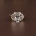 4ct Cushion Cut Lab Grown Diamond Engagement Ring | Three Stone Bridal Ring | 14K Yellow Gold | IGI Certified | Cadillac Side Stones Band