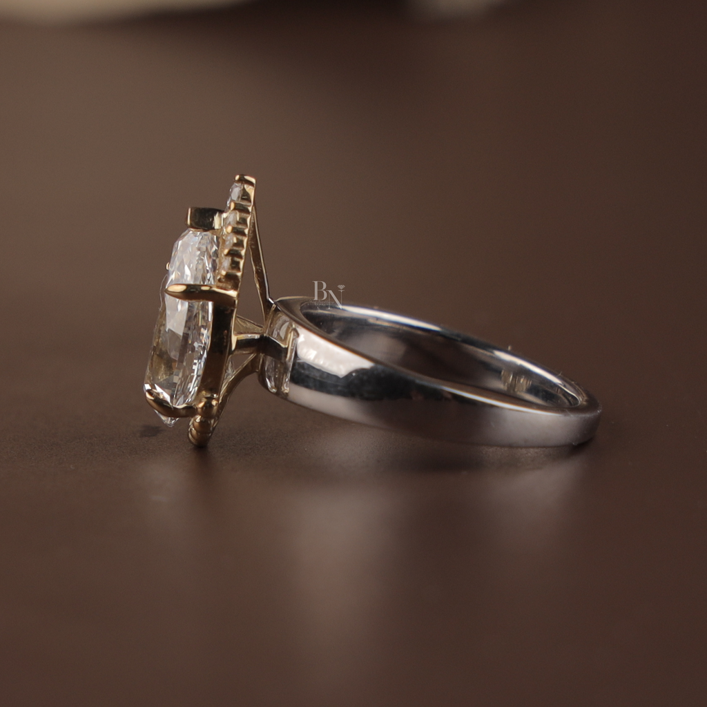 2.5ct Pear Cut Lab Grown Diamond Engagement Ring | Hidden Halo Bridal Set | 14K White Gold Pave Band | IGI Certified Pear Solitaire Ring