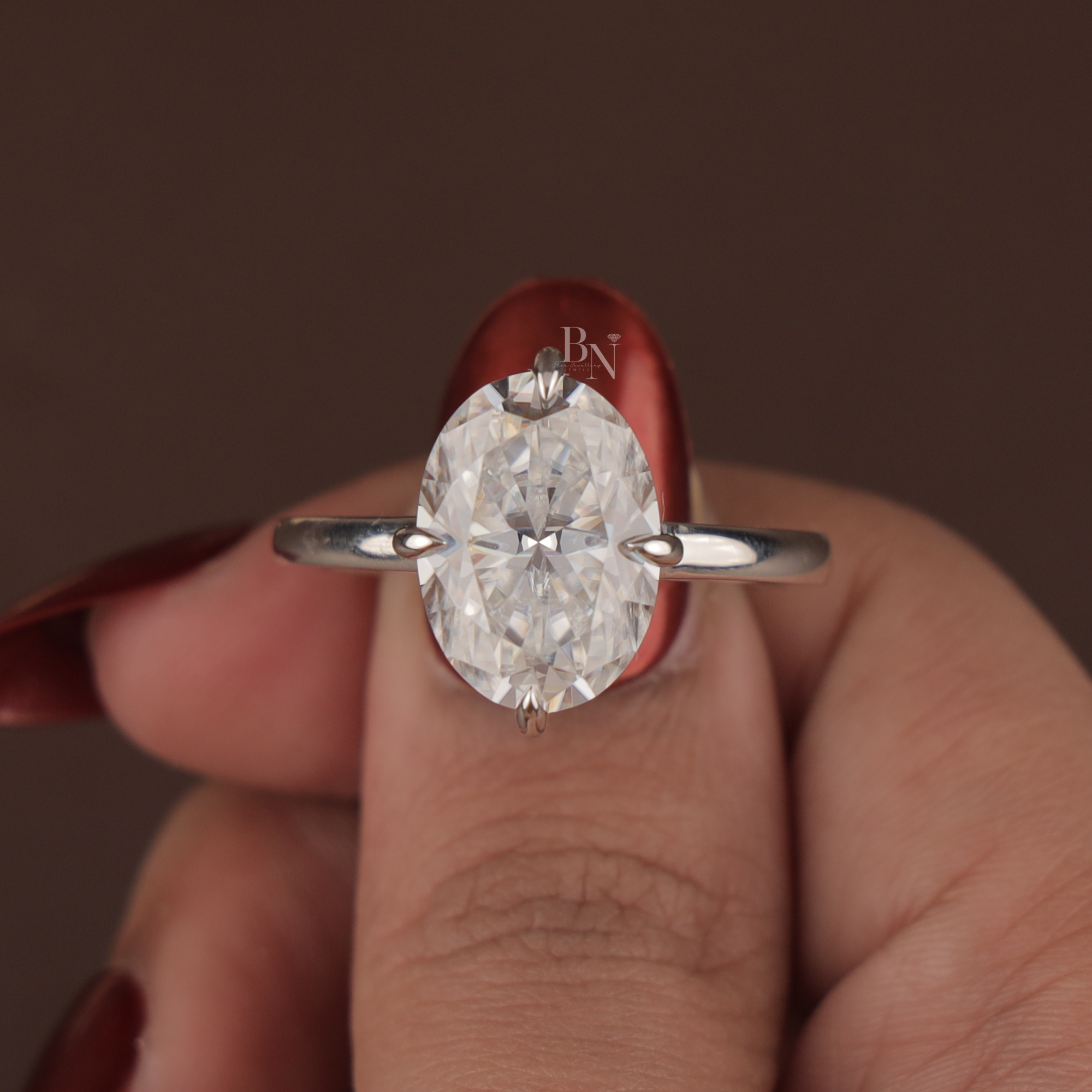 7.00 CT Oval Moissanite Engagement Ring | 14K White Gold Solitaire | Crushed Ice Sparkle | Romantic Bridal Ring | Huge 7 Carat Travel Ring