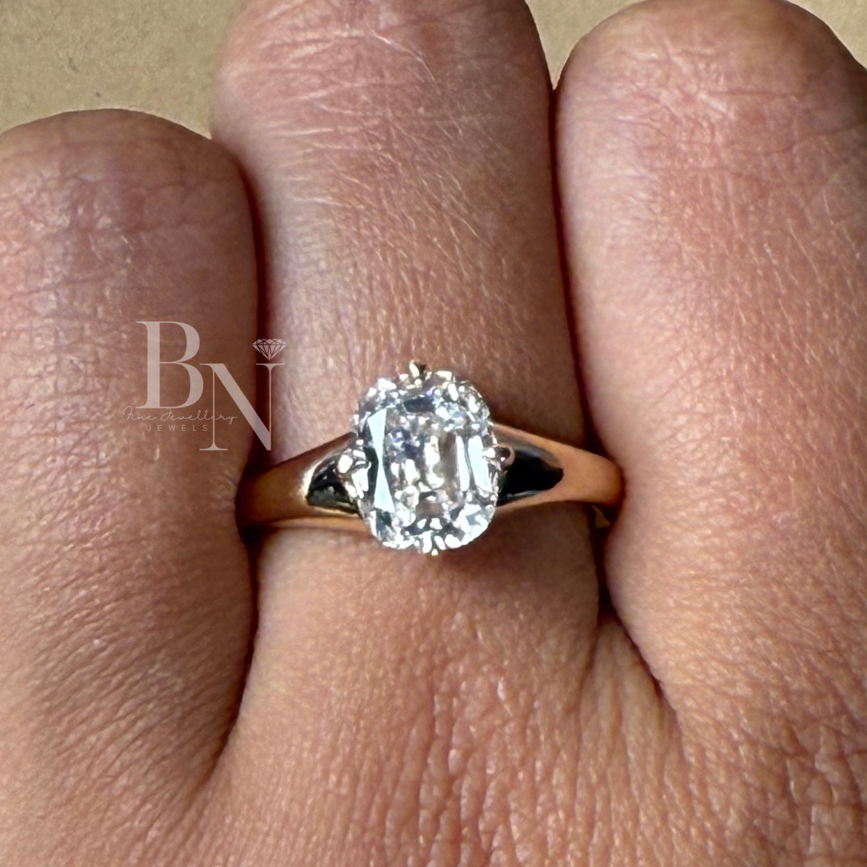2ct Old Mine Cushion Lab Grown Diamond Engagement Ring | 14K Yellow Gold Vintage Solitaire | Antique Cushion | Type IIa IGI Certified