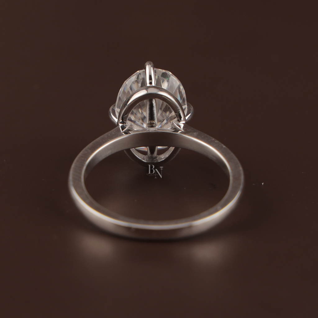 7.00 CT Oval Moissanite Engagement Ring | 14K White Gold Solitaire | Crushed Ice Sparkle | Romantic Bridal Ring | Huge 7 Carat Travel Ring