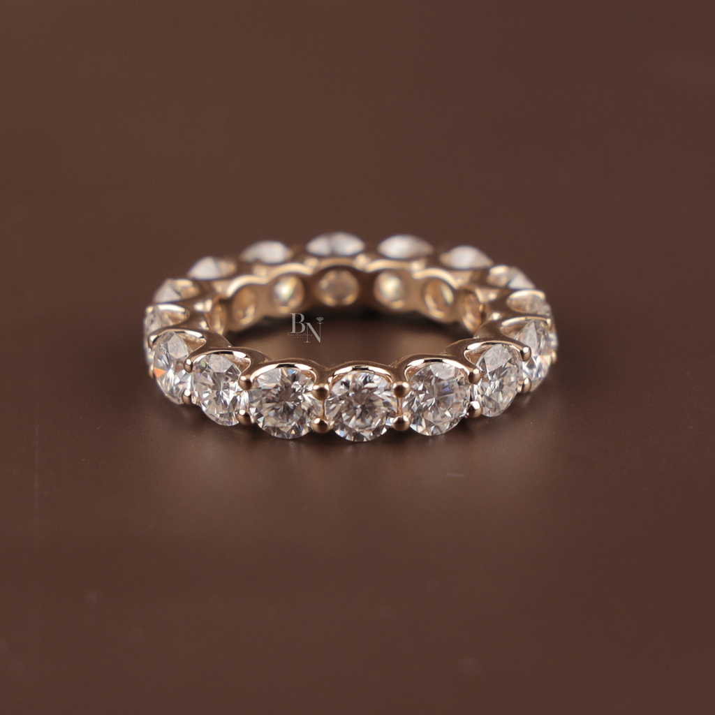 5ct Round Lab Grown Diamond Eternity Band | 14K Gold Shared Prong Wedding Ring | Full Eternity Bridal Band | IGI Certified Anniversary Band