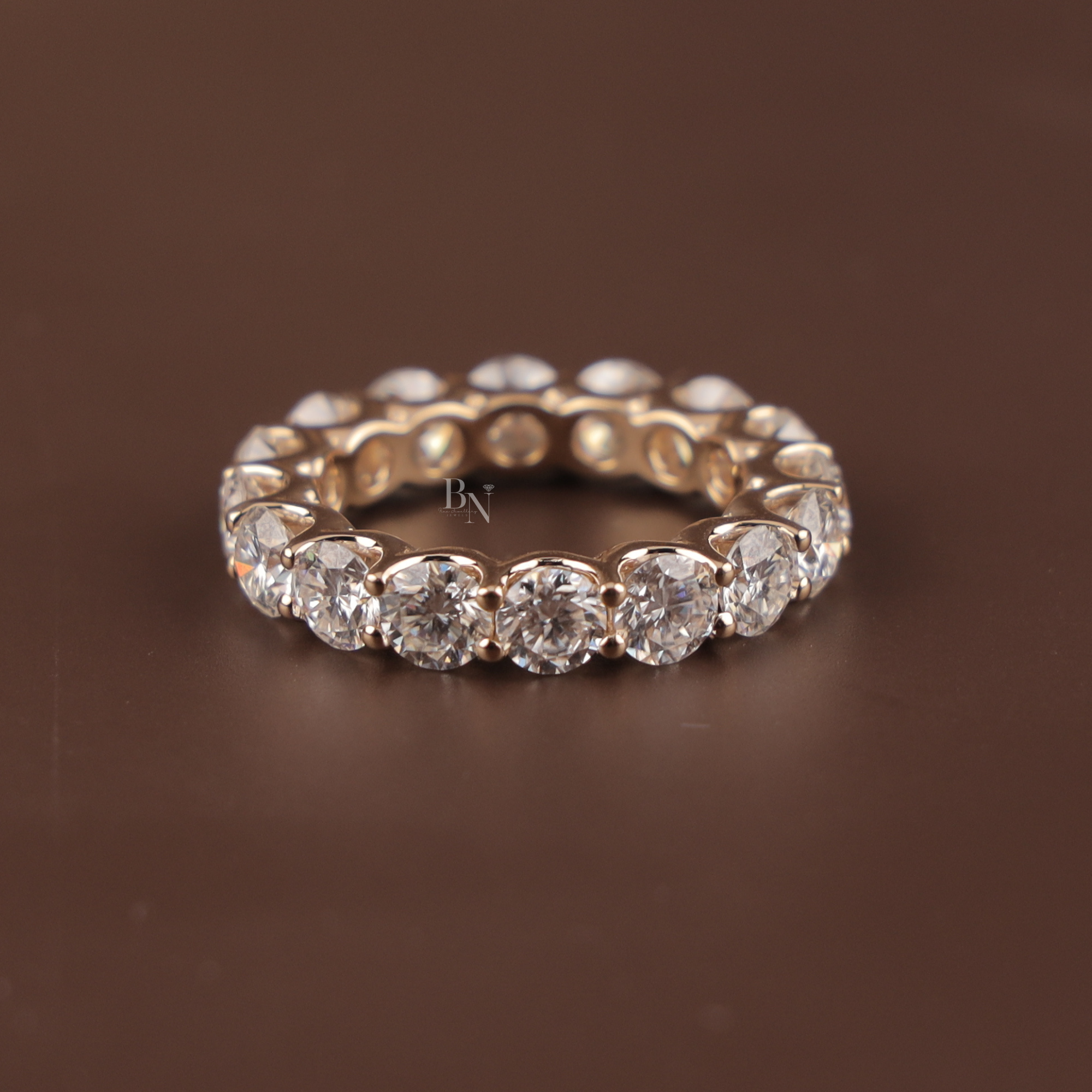 5ct Round Lab Grown Diamond Eternity Band | 14K Gold Shared Prong Wedding Ring | Full Eternity Bridal Band | IGI Certified Anniversary Band
