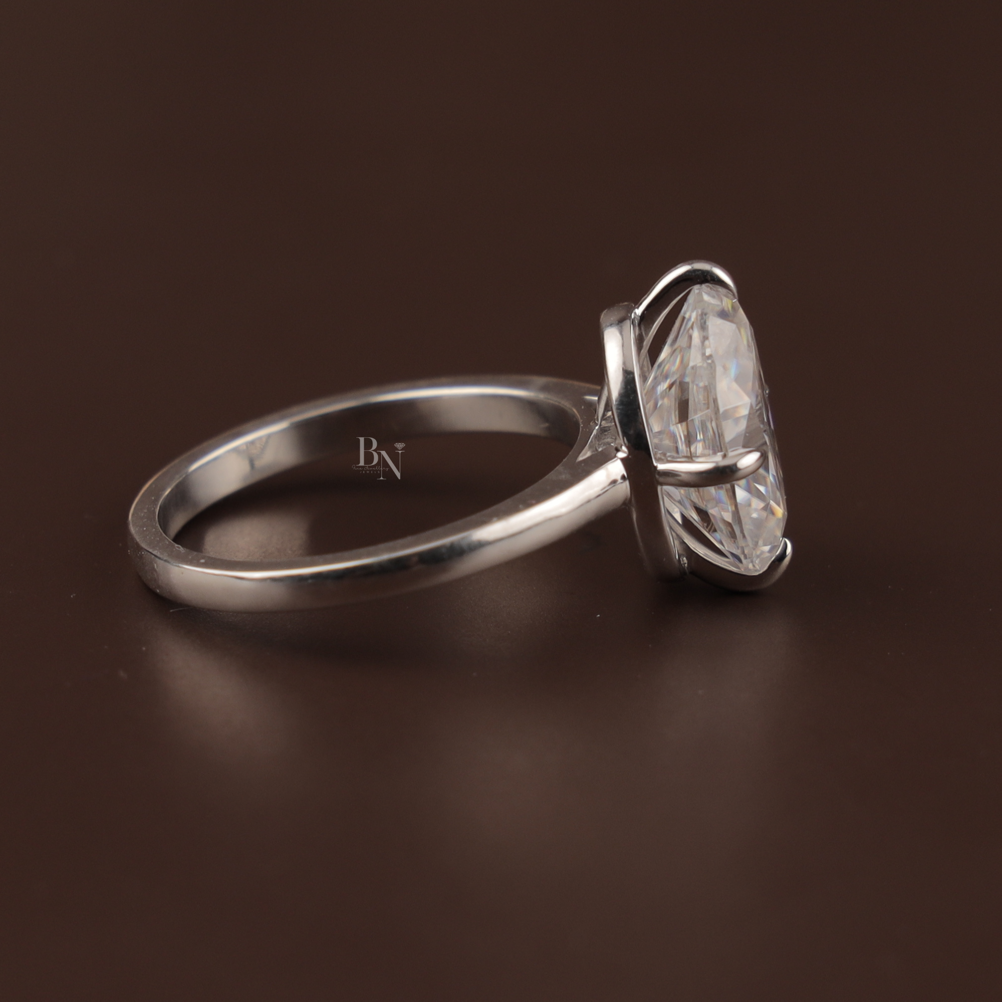 7.00 CT Oval Moissanite Engagement Ring | 14K White Gold Solitaire | Crushed Ice Sparkle | Romantic Bridal Ring | Huge 7 Carat Travel Ring