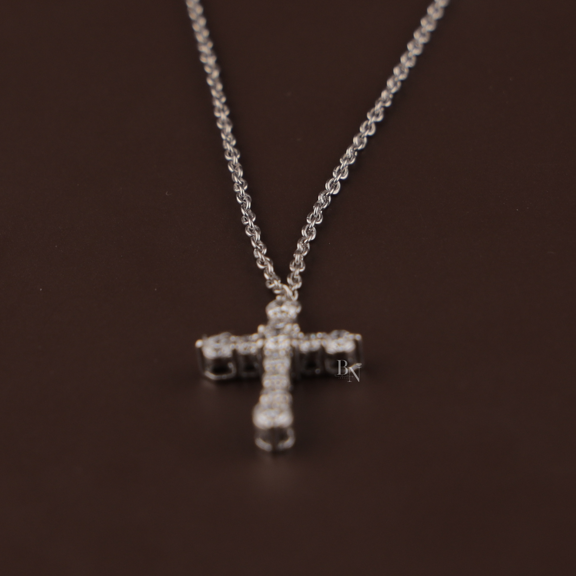 2ctw Round Lab Grown Diamond Cross Necklace | 14K Yellow Gold Double Cross Pendant | Religious Fine Jewellery |  Anniversary Gift