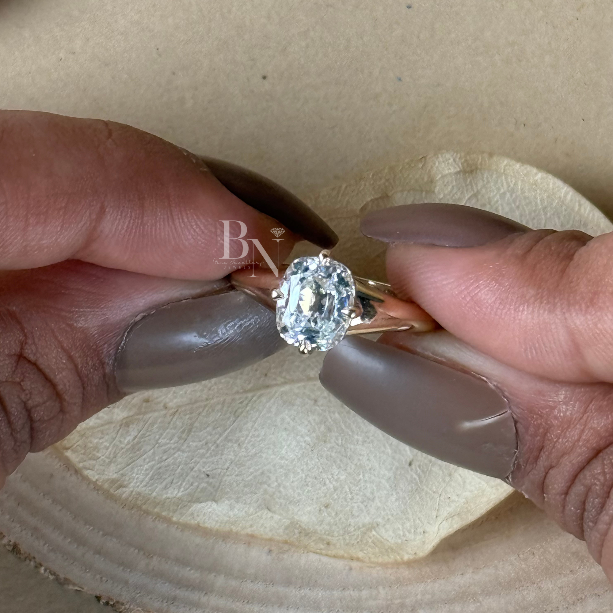 2ct Old Mine Cushion Lab Grown Diamond Engagement Ring | 14K Yellow Gold Vintage Solitaire | Antique Cushion | Type IIa IGI Certified