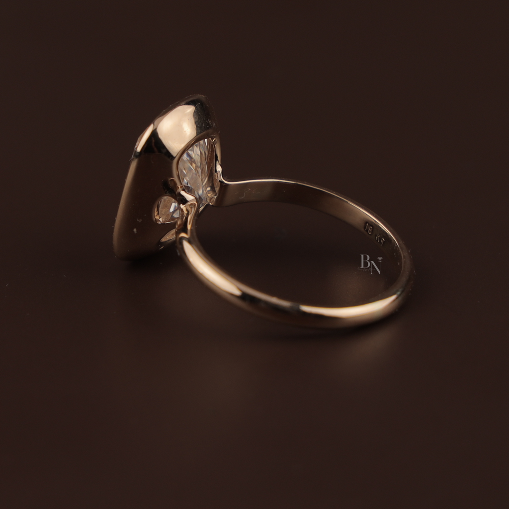 7ct Cushion Lab Grown Diamond Engagement Ring | Modern Bezel Set Ring | 14K Yellow Gold Solitaire | IGI Certified | Statement Bridal Ring