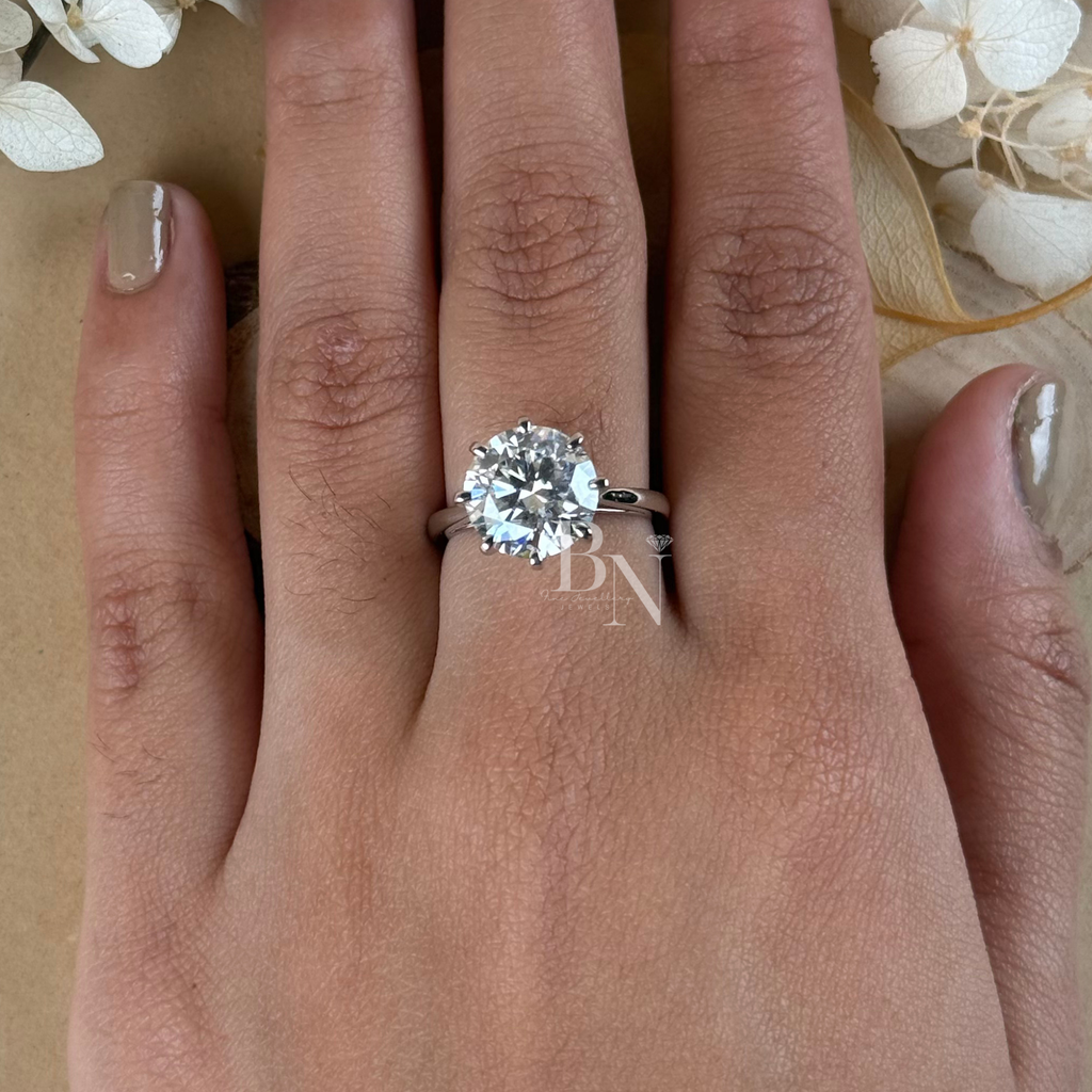 4ct Round Lab Grown Diamond Engagement Ring | 14K White Gold Solitaire (IGI Certified)