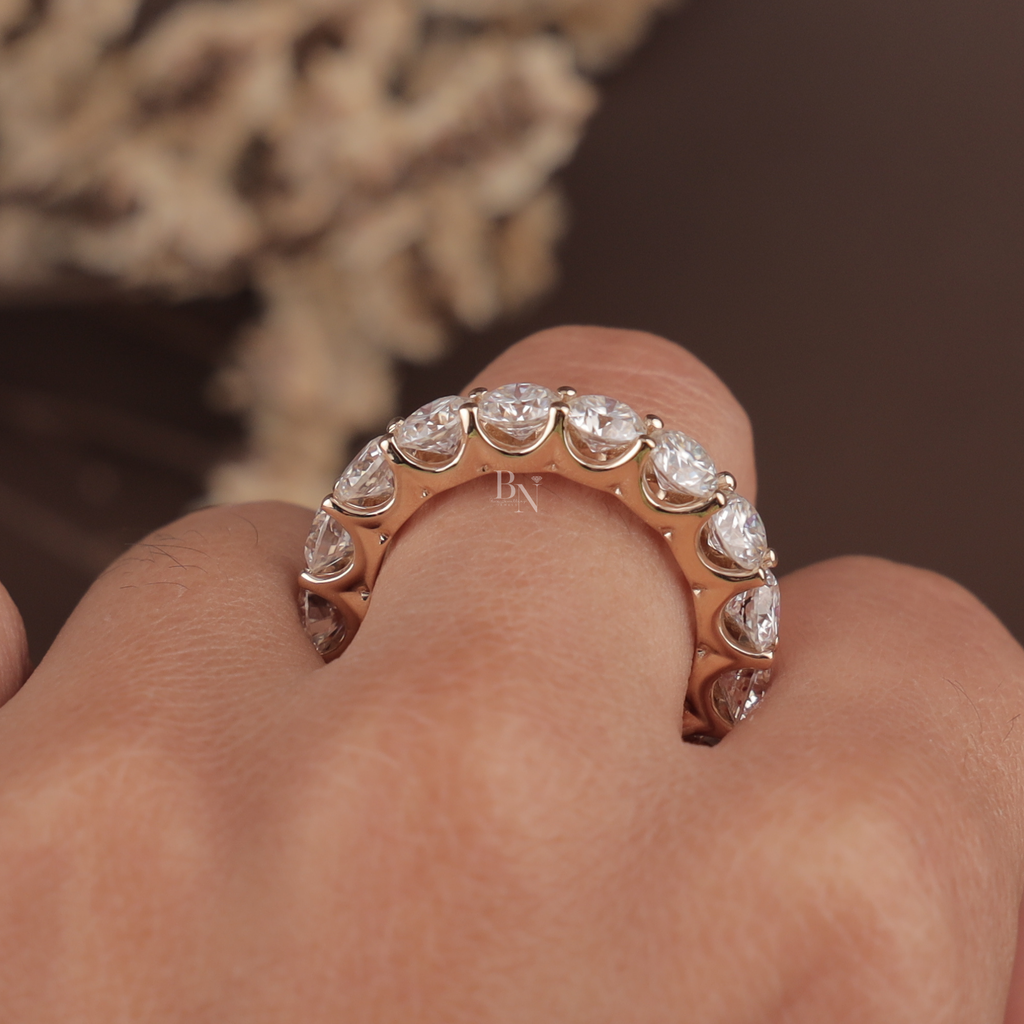 5ct Round Lab Grown Diamond Eternity Band | 14K Gold Shared Prong Wedding Ring | Full Eternity Bridal Band | IGI Certified Anniversary Band