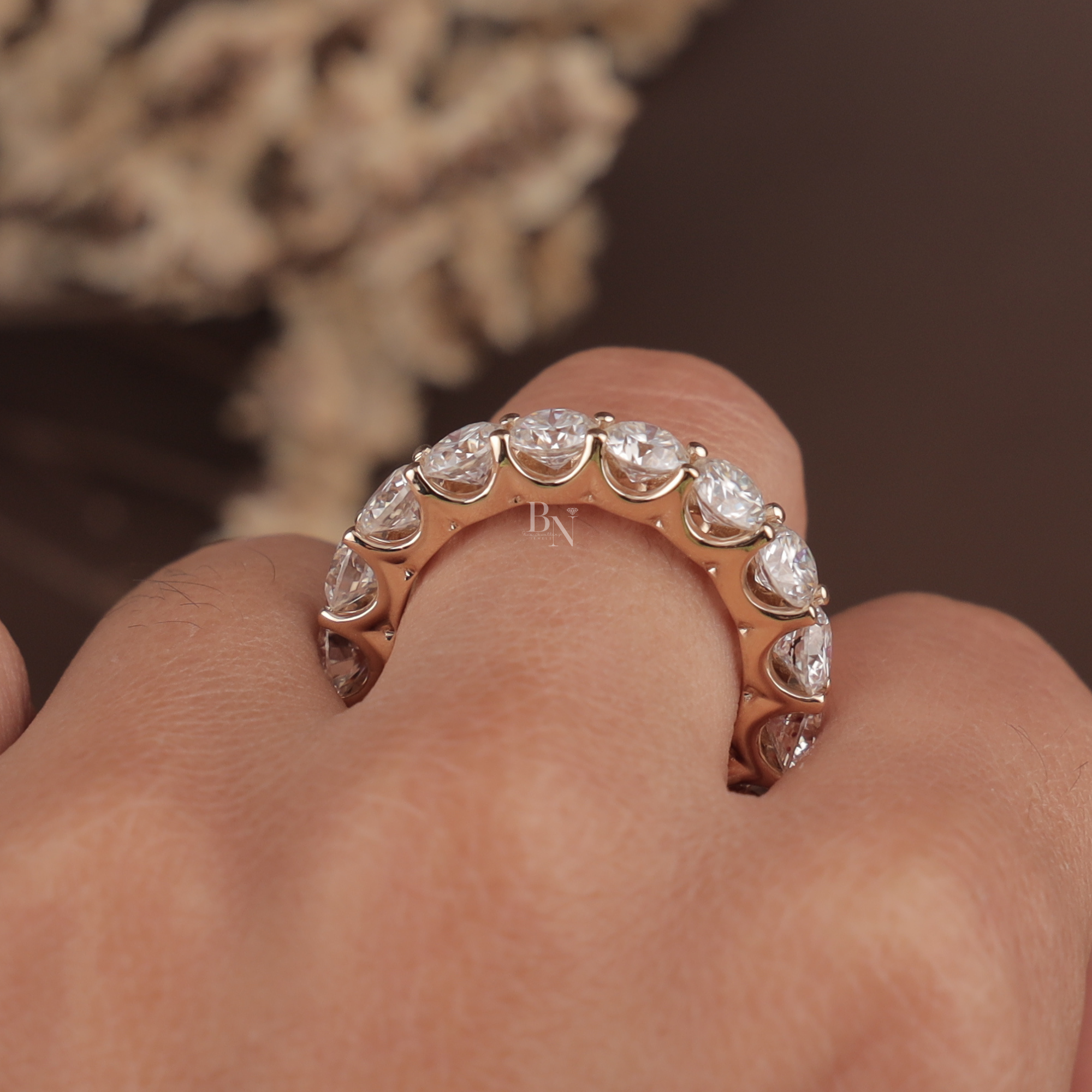 5ct Round Lab Grown Diamond Eternity Band | 14K Gold Shared Prong Wedding Ring | Full Eternity Bridal Band | IGI Certified Anniversary Band