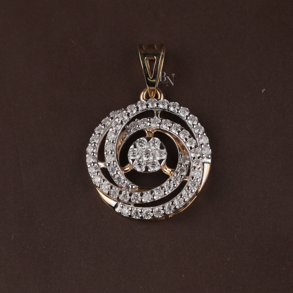 1.00 CTW Round Lab Grown Diamond Pendant | 14K Two Tone Gold Spiral Necklace | Cluster Circle Charm |  Gift for Her | IGI Certified(Only Pendant)