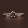 Round Lab Grown Diamond Engagement Ring | 14k Rose Gold Floral Petal Setting | Dainty Pave Bridal Ring | IGI Certified 1ct Promise Ring