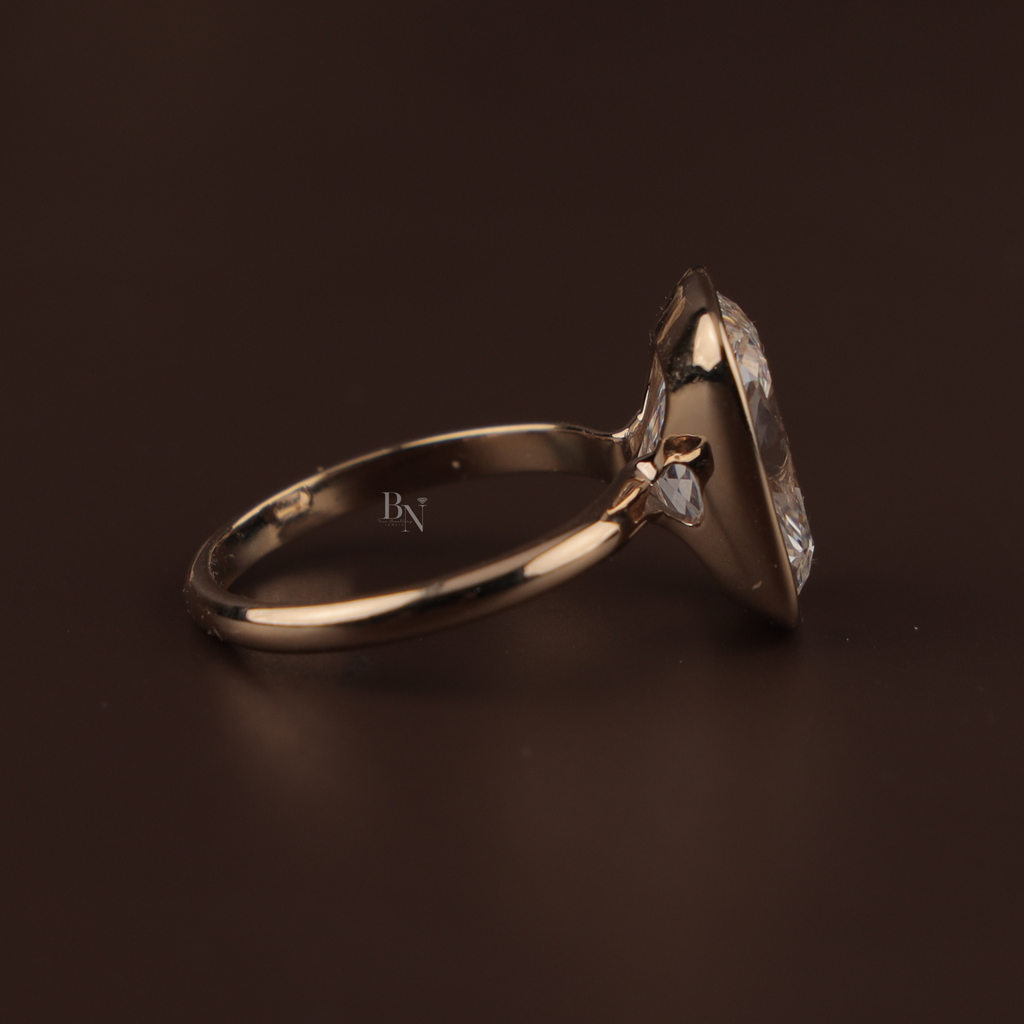7ct Cushion Lab Grown Diamond Engagement Ring | Modern Bezel Set Ring | 14K Yellow Gold Solitaire | IGI Certified | Statement Bridal Ring
