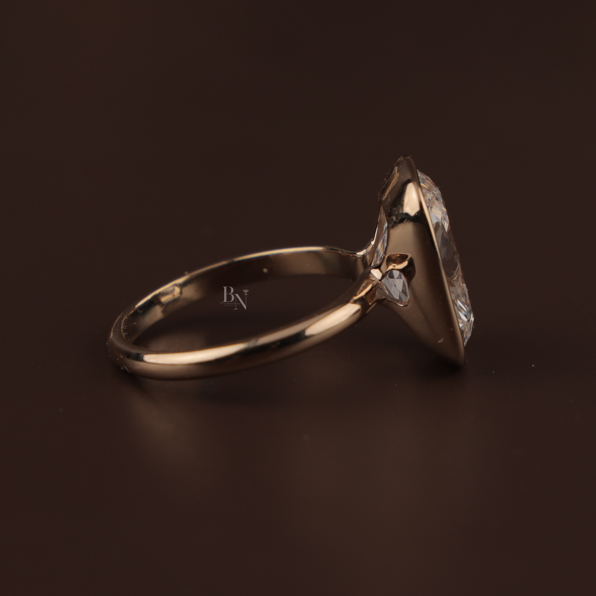 7ct Cushion Lab Grown Diamond Engagement Ring | Modern Bezel Set Ring | 14K Yellow Gold Solitaire | IGI Certified | Statement Bridal Ring