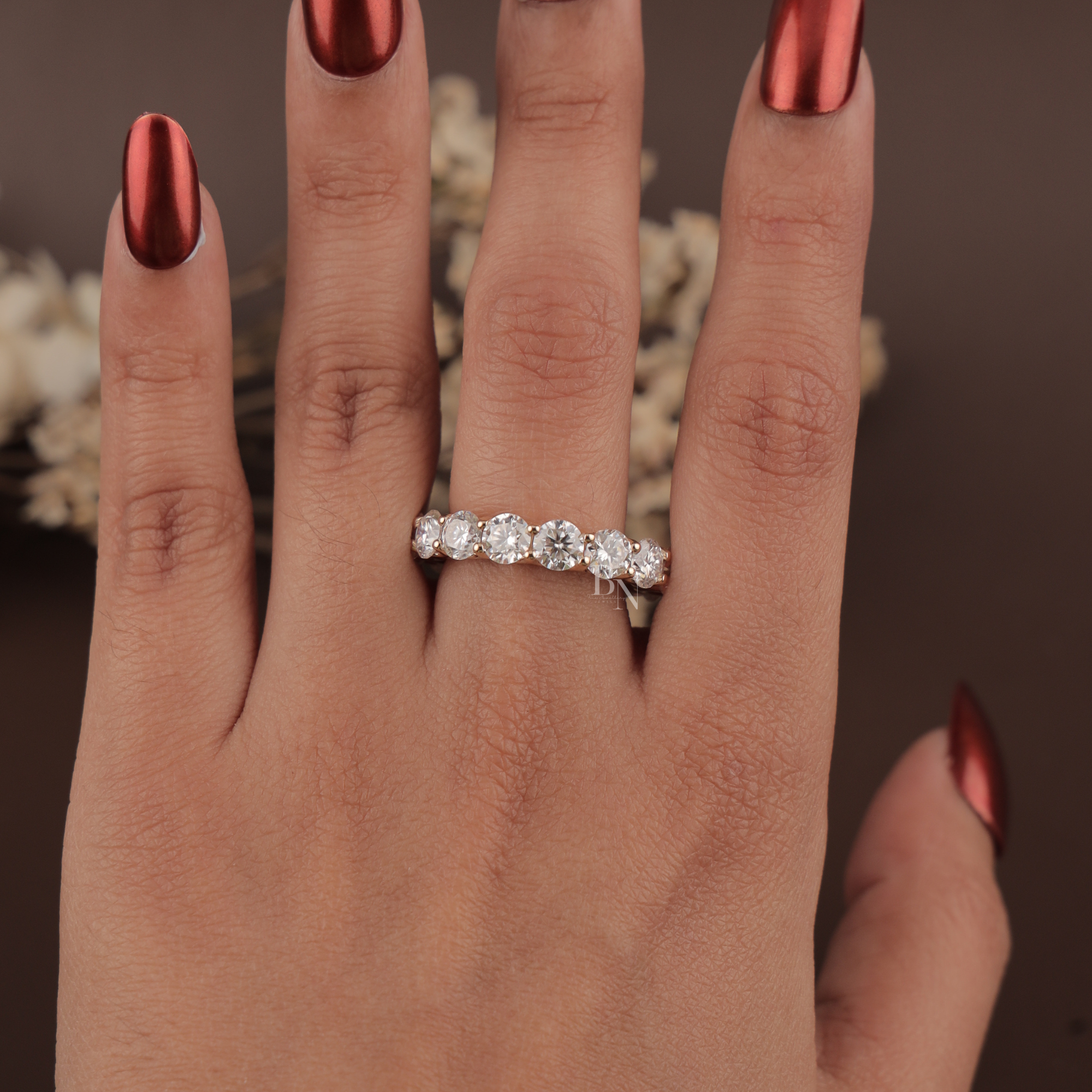 5ct Round Lab Grown Diamond Eternity Band | 14K Gold Shared Prong Wedding Ring | Full Eternity Bridal Band | IGI Certified Anniversary Band