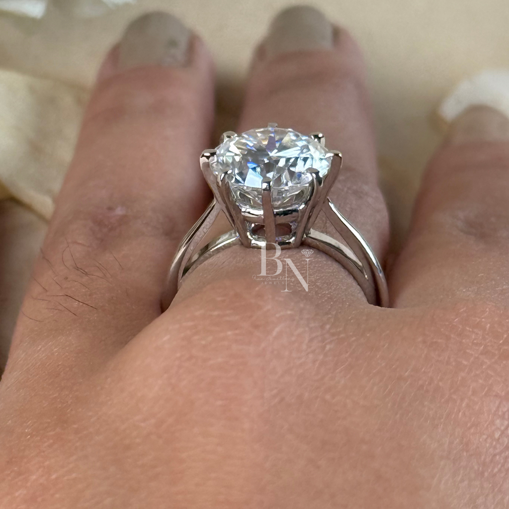 4ct Round Lab Grown Diamond Engagement Ring | 14K White Gold Solitaire (IGI Certified)