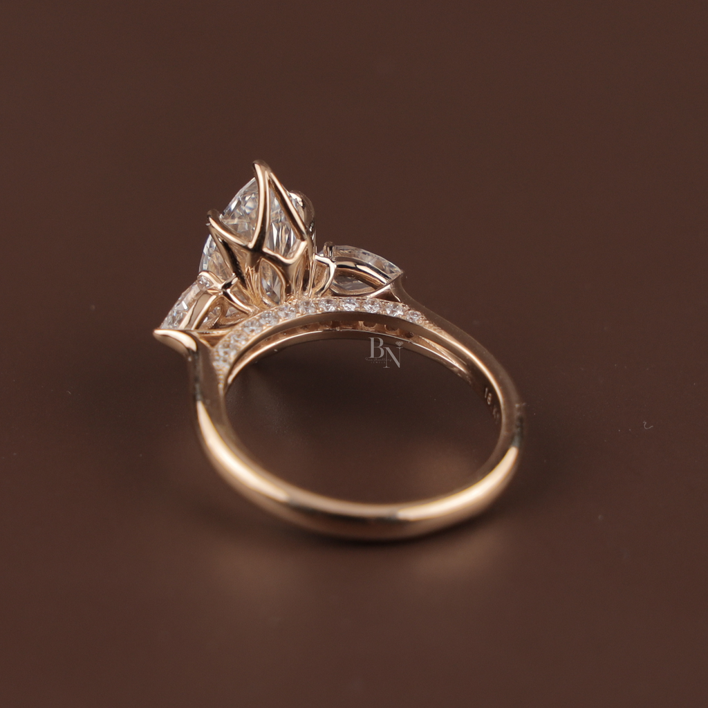 2ct Marquise Lab Grown Diamond Engagement Ring | Hidden Halo Split Shank Pave Band | 14K Yellow Gold Bridal Ring | IGI Certified