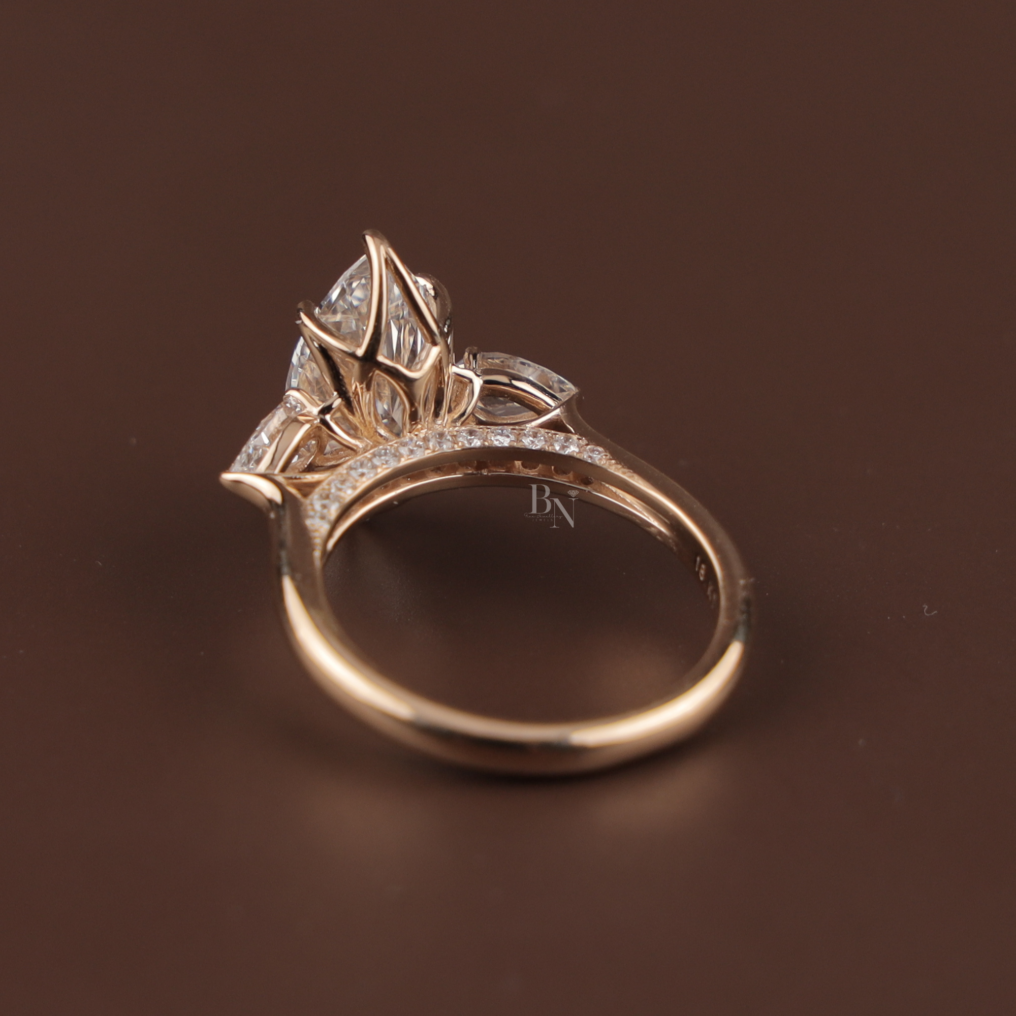 2ct Marquise Lab Grown Diamond Engagement Ring | Hidden Halo Split Shank Pave Band | 14K Yellow Gold Bridal Ring | IGI Certified