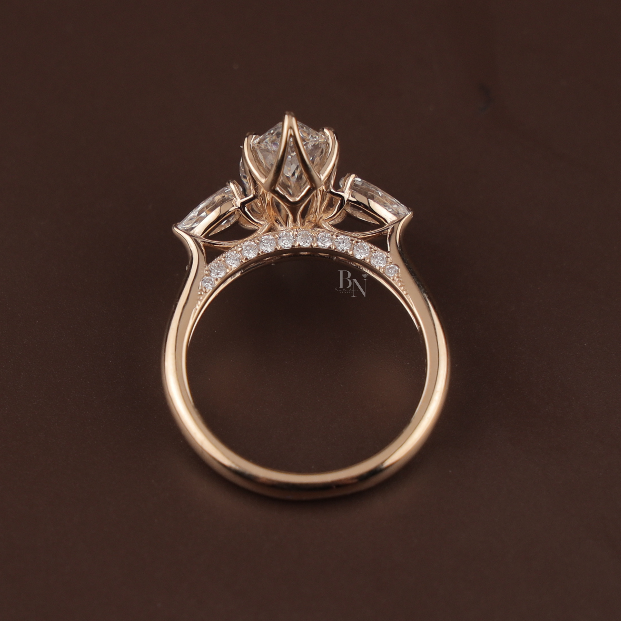 2ct Marquise Lab Grown Diamond Engagement Ring | Hidden Halo Split Shank Pave Band | 14K Yellow Gold Bridal Ring | IGI Certified