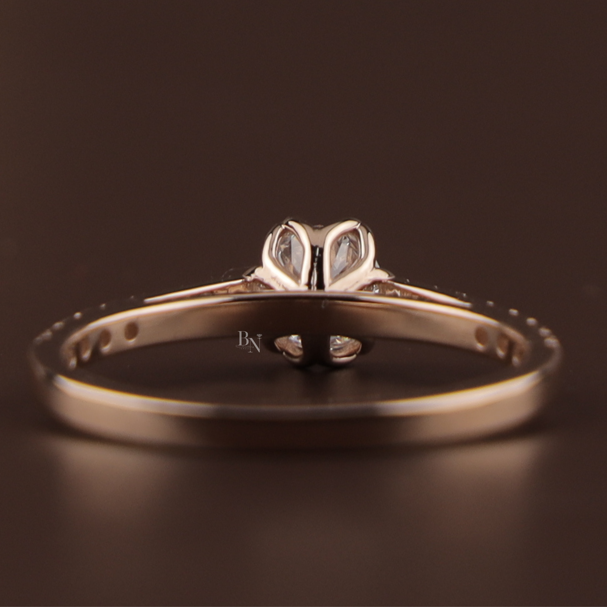 Round Lab Grown Diamond Engagement Ring | 14k Rose Gold Floral Petal Setting | Dainty Pave Bridal Ring | IGI Certified 1ct Promise Ring