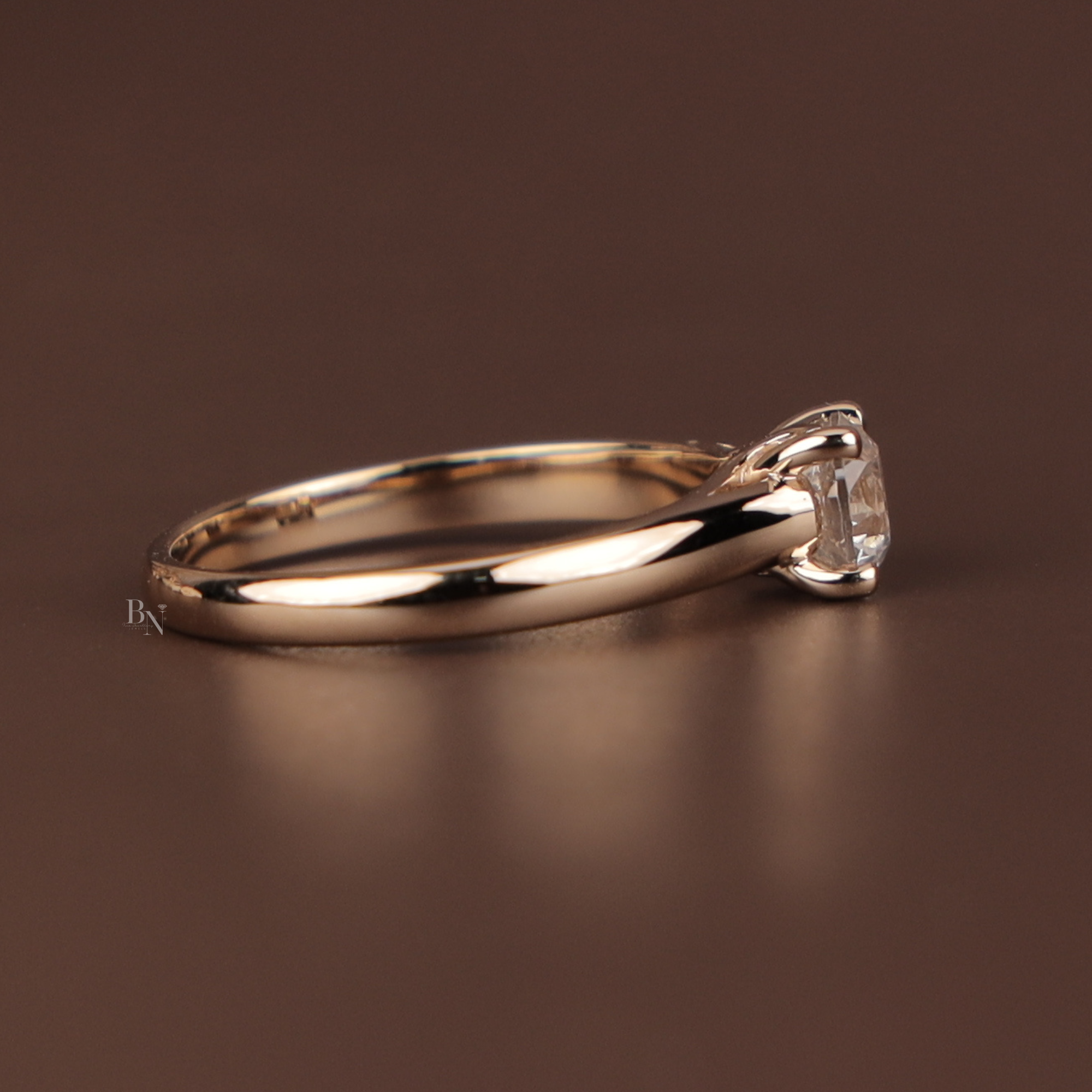 Round Brilliant Cut Lab Grown Diamond Engagement Ring | Hidden Halo Pave Band | 14K Gold Solitaire | IGI Certified Jewelry | Bridal Ring