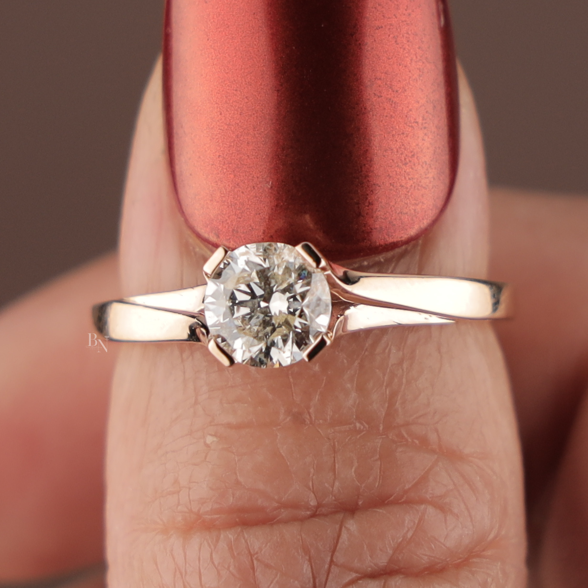Round Brilliant Cut Lab Grown Diamond Engagement Ring | Bypass Solitaire Setting | 14K Yellow Gold | IGI Certified | Minimalist Bridal Ring