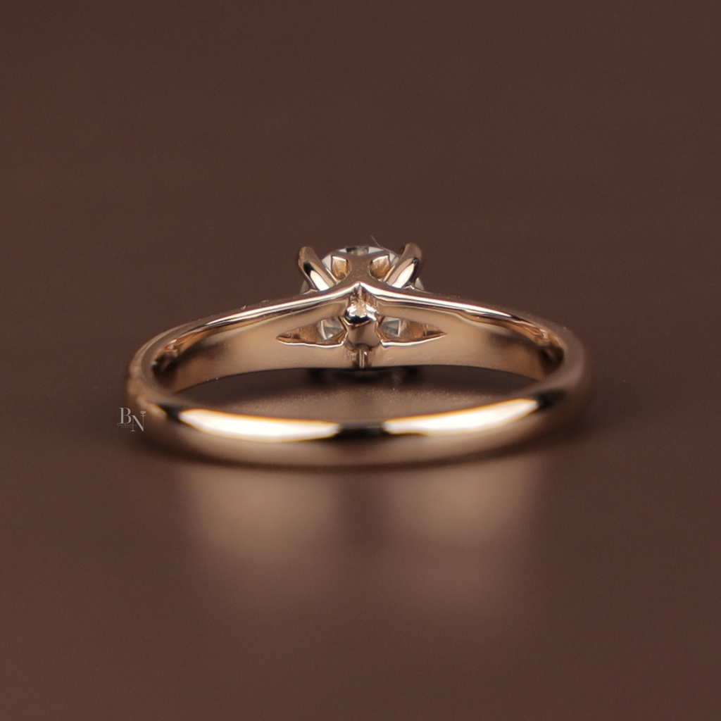 Round Brilliant Cut Lab Grown Diamond Engagement Ring | Hidden Halo Pave Band | 14K Gold Solitaire | IGI Certified Jewelry | Bridal Ring