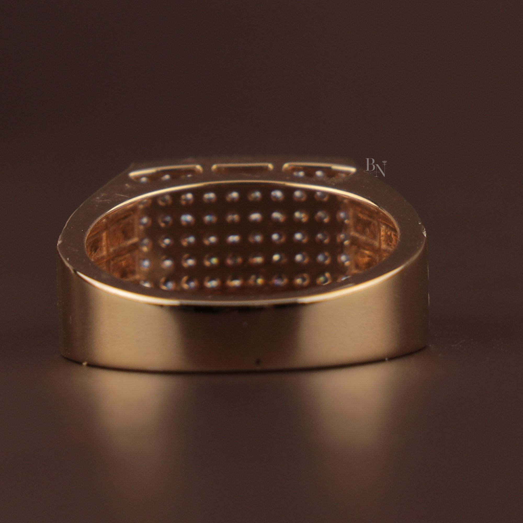 1.00ctw Men's Lab Grown Diamond Signet Ring | 14K Yellow Gold Grid Band | Pave Brick Statement Ring | IGI Certified | Bold Masculine Jewelry