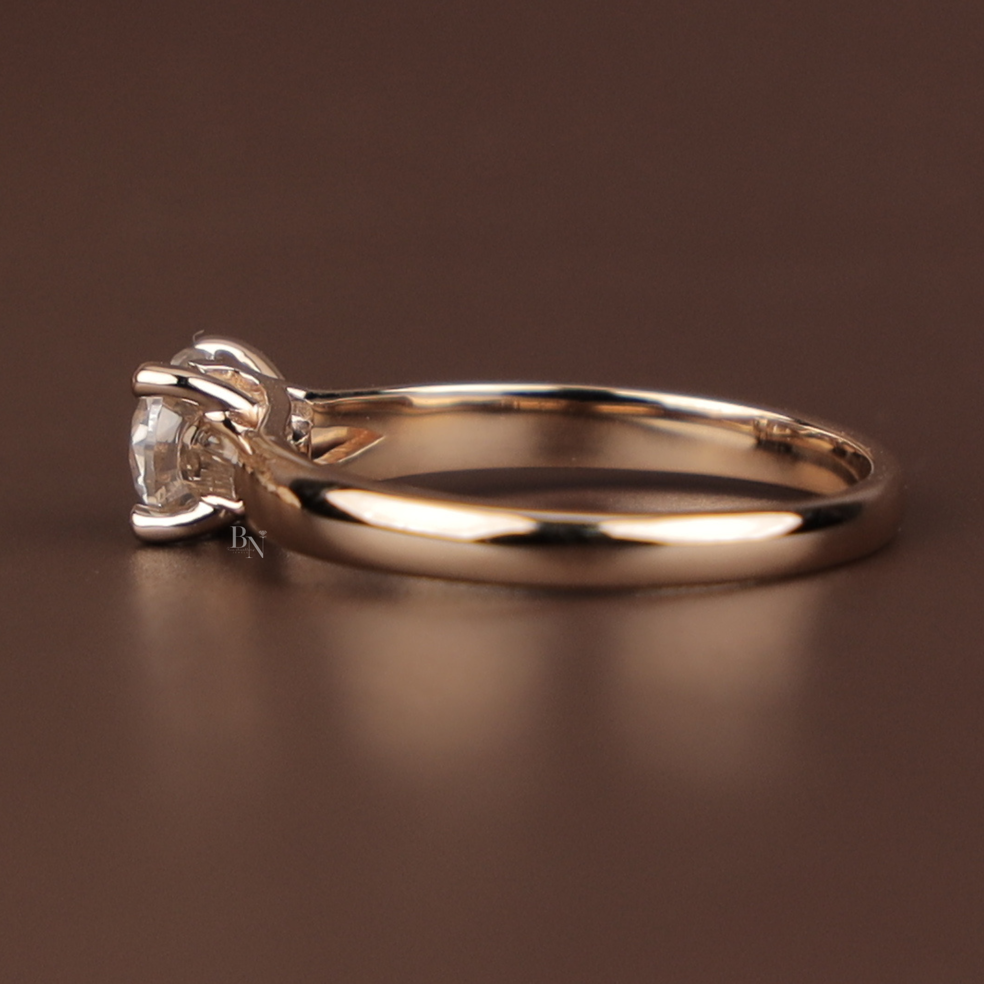Round Brilliant Cut Lab Grown Diamond Engagement Ring | Hidden Halo Pave Band | 14K Gold Solitaire | IGI Certified Jewelry | Bridal Ring
