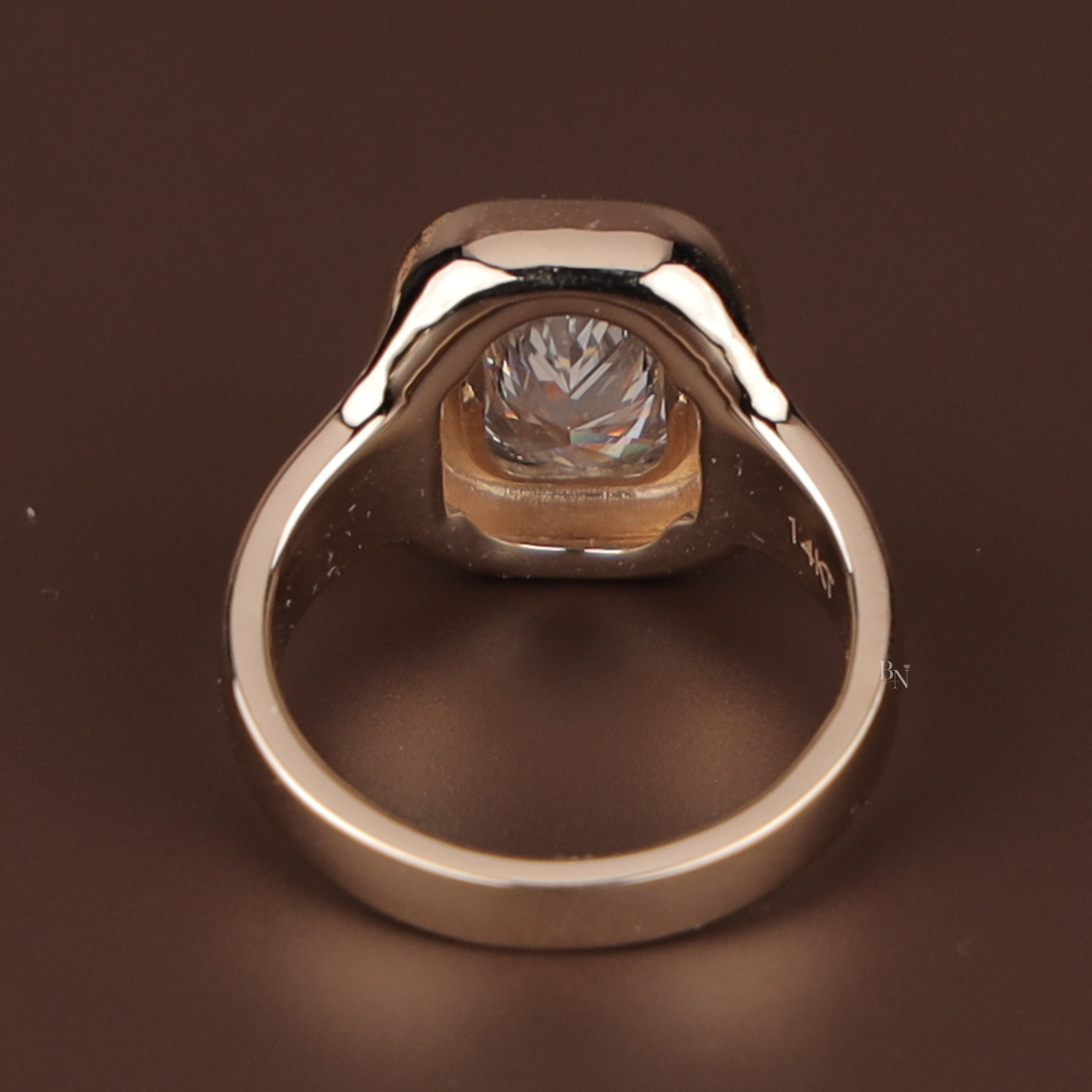 2.0ct Radiant Cut Lab Grown Diamond Engagement Ring | 14K Yellow Gold Bezel Set Signet Ring | Modern Statement Bridal Band | IGI Certified