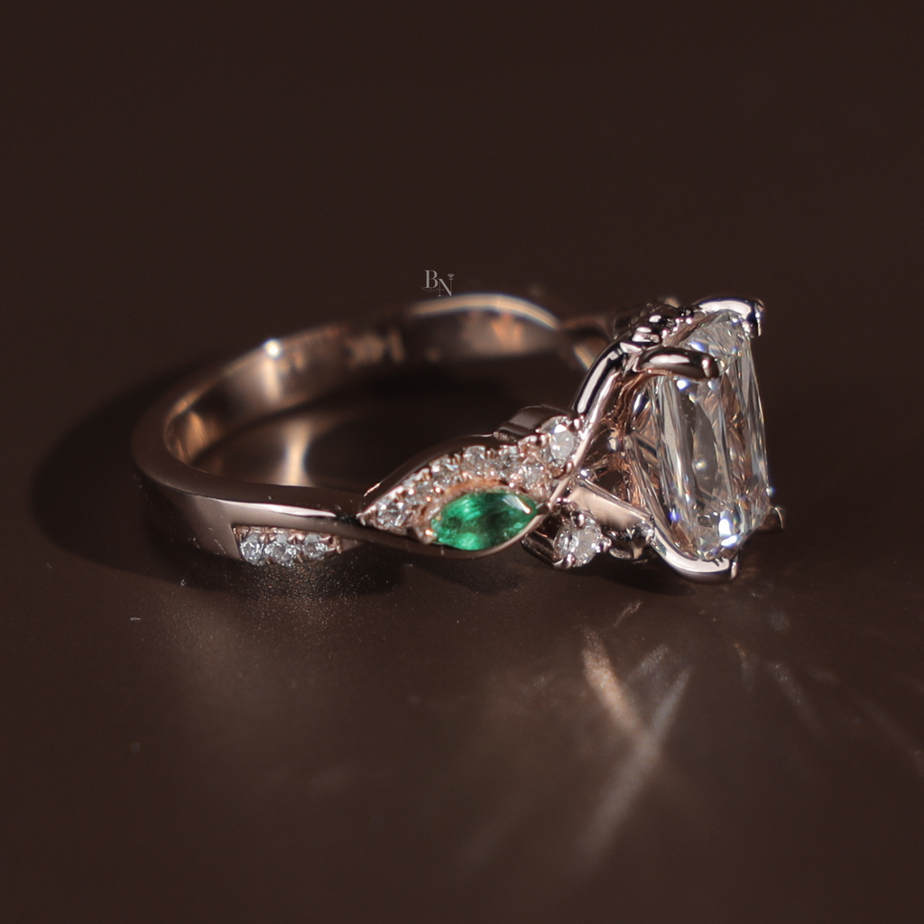 1.5ct Ashoka Cut Lab Diamond Engagement Ring | Hidden Halo Rose Gold Vine Band | Crushed Ice Radiant | IGI Certified | Unique Bridal Ring