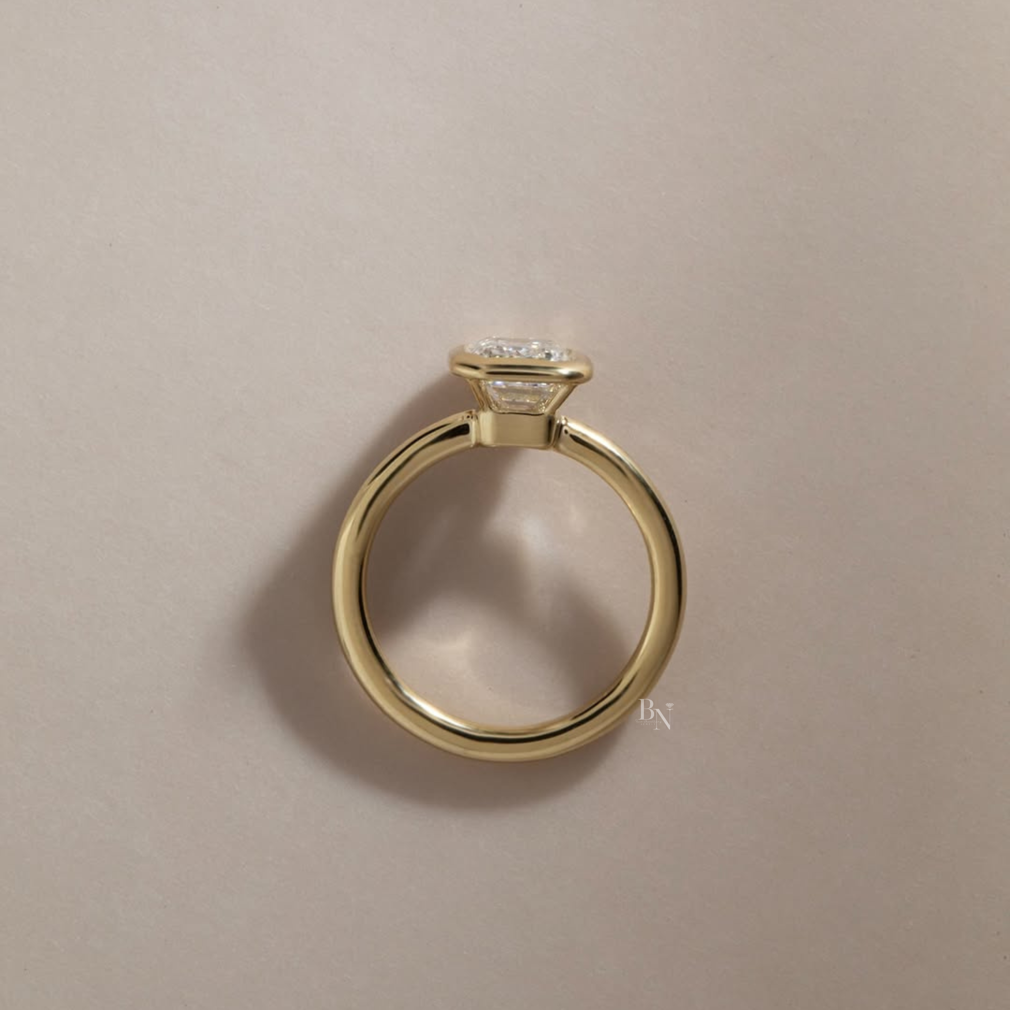 2ct Emerald Cut Lab Grown Diamond Engagement Ring | 14K Yellow Gold | Modern Bezel Set Solitaire | IGI Certified |