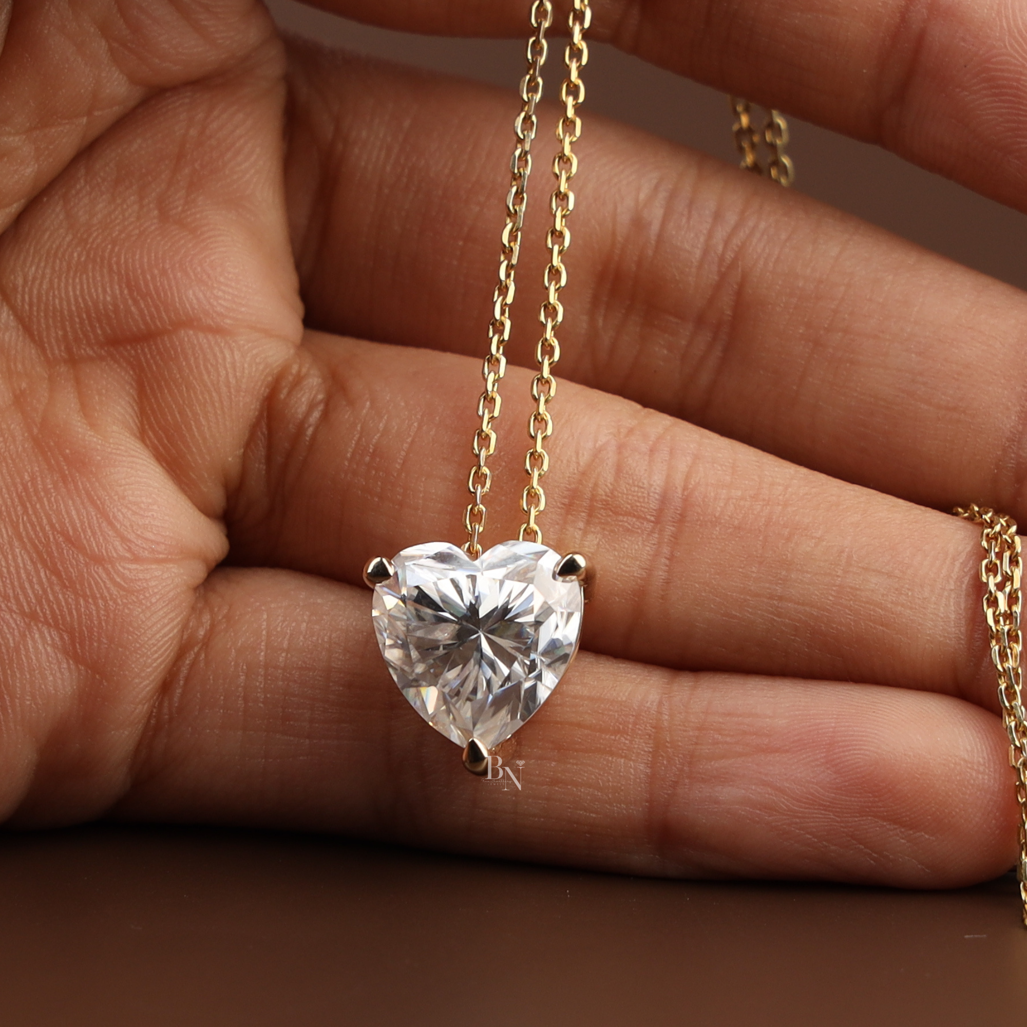6ct Heart Cut Moissanite Pendant | 14K Yellow Gold Solitaire Necklace | Brilliant Fire Sparkle | Handmade Fine Jewelry |(ONLY PENDANT)