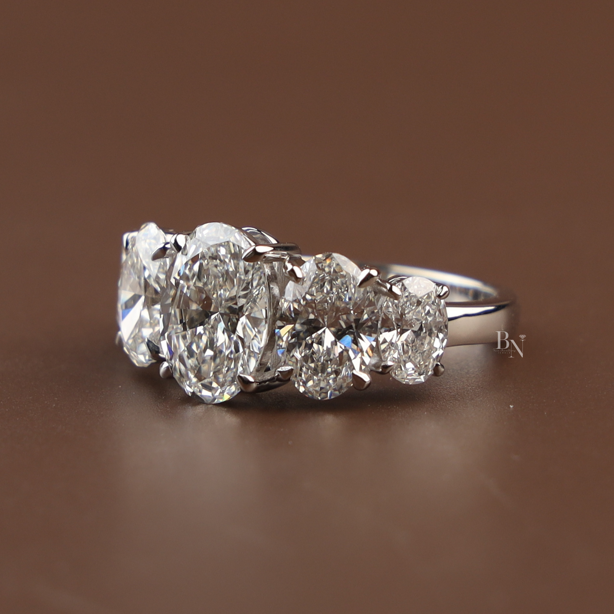 1.50CT Oval Lab Grown Diamond Five Stone Ring | Anniversary Band | Oval Cut Lab Diamond Wedding Ring | Bridal | 5 Stone