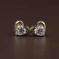 2ctw Heart Cut Lab Diamond Stud Earrings | Romantic Gold Heart Frame Studs | Ethical Fine Jewelry | Luxury Anniversary Gift |