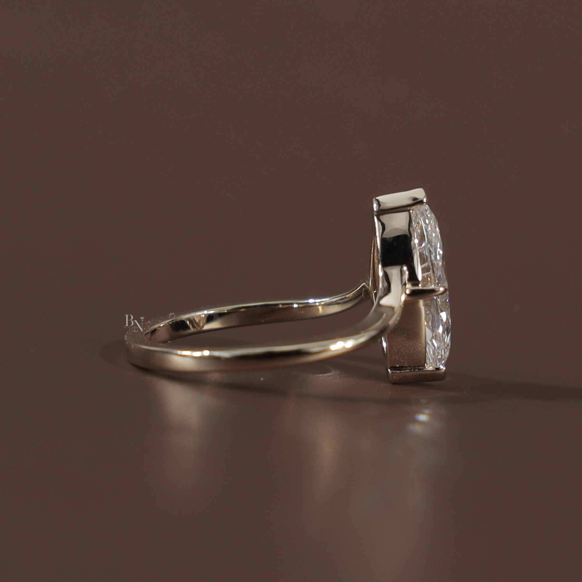 1.5 Carat Marquise Lab Grown Diamond Engagement Ring | Hidden Halo Solitaire | 14K Solid White Gold | Cathedral Pave Bridal Ring |