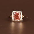 3ct Cushion Cut Fancy Pink Lab Grown Diamond Engagement Ring | 14K Solid Gold Bezel Set Solitaire | Split Shank Cathedral Bridal Ring | IGI