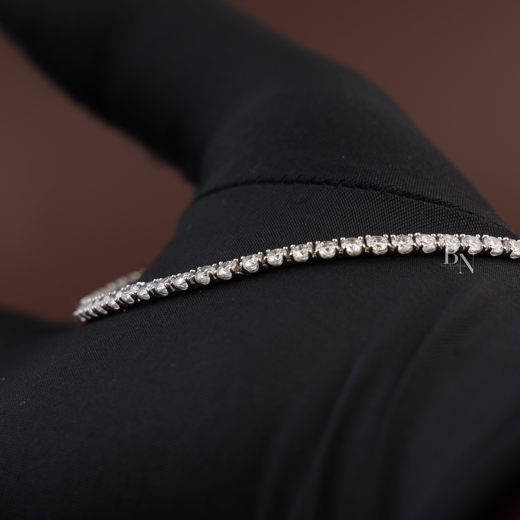 4ctw Round Lab Diamond Tennis Bracelet, 14K White Gold Inline Wedding Bracelet, Classic Bridal Diamond Jewelry, Anniversary Gift for Her