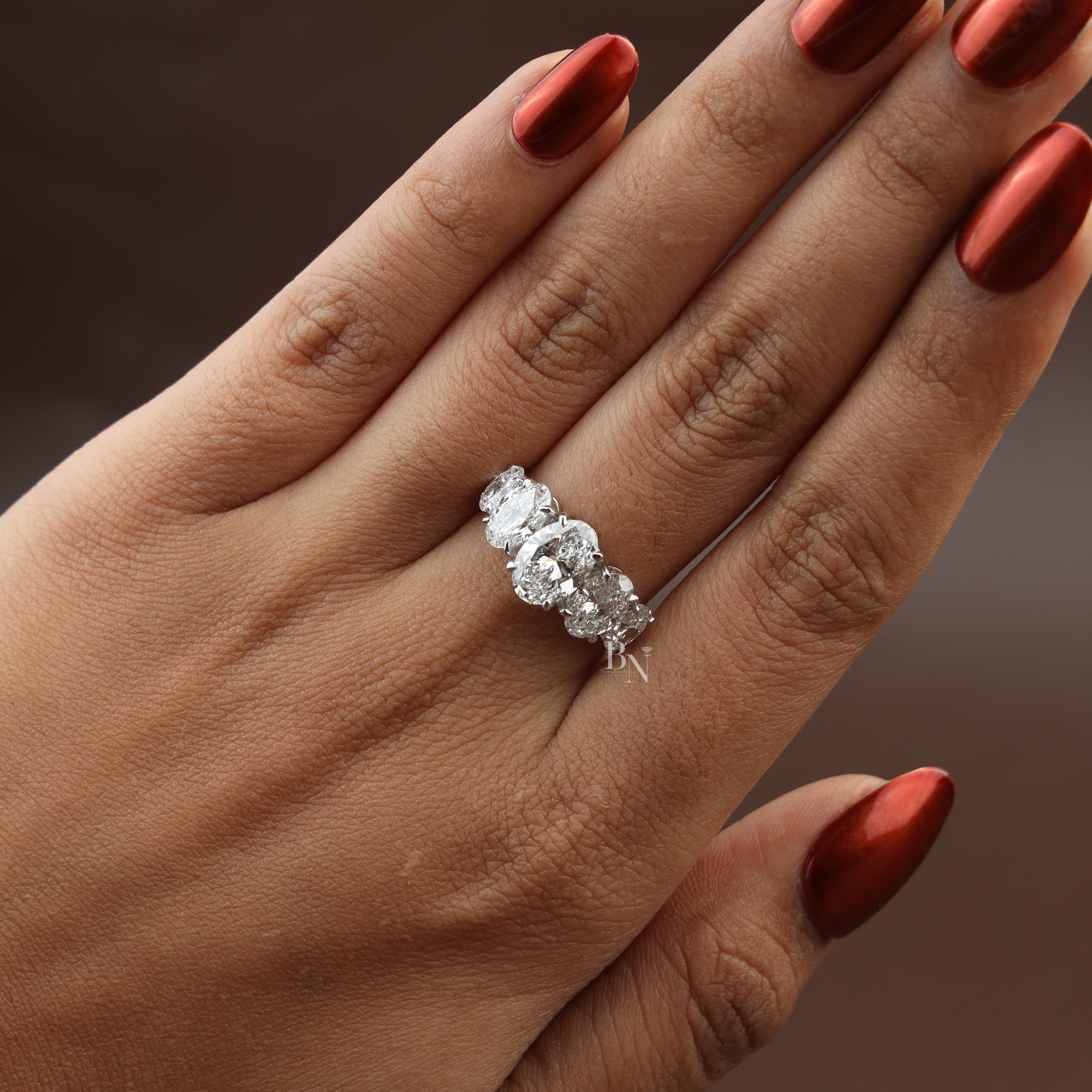 1.50CT Oval Lab Grown Diamond Five Stone Ring | Anniversary Band | Oval Cut Lab Diamond Wedding Ring | Bridal | 5 Stone
