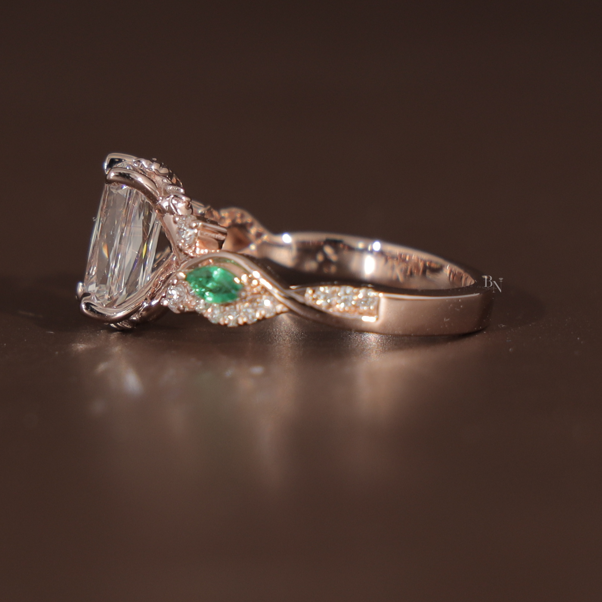 1.5ct Ashoka Cut Lab Diamond Engagement Ring | Hidden Halo Rose Gold Vine Band | Crushed Ice Radiant | IGI Certified | Unique Bridal Ring