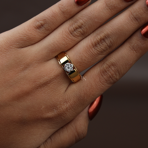 0.20ctw Cluster Lab Diamond Ring | Men's Wedding Band | 14k Yellow Gold | Modern Engagement | Statement Ring |Unisex Gold Band