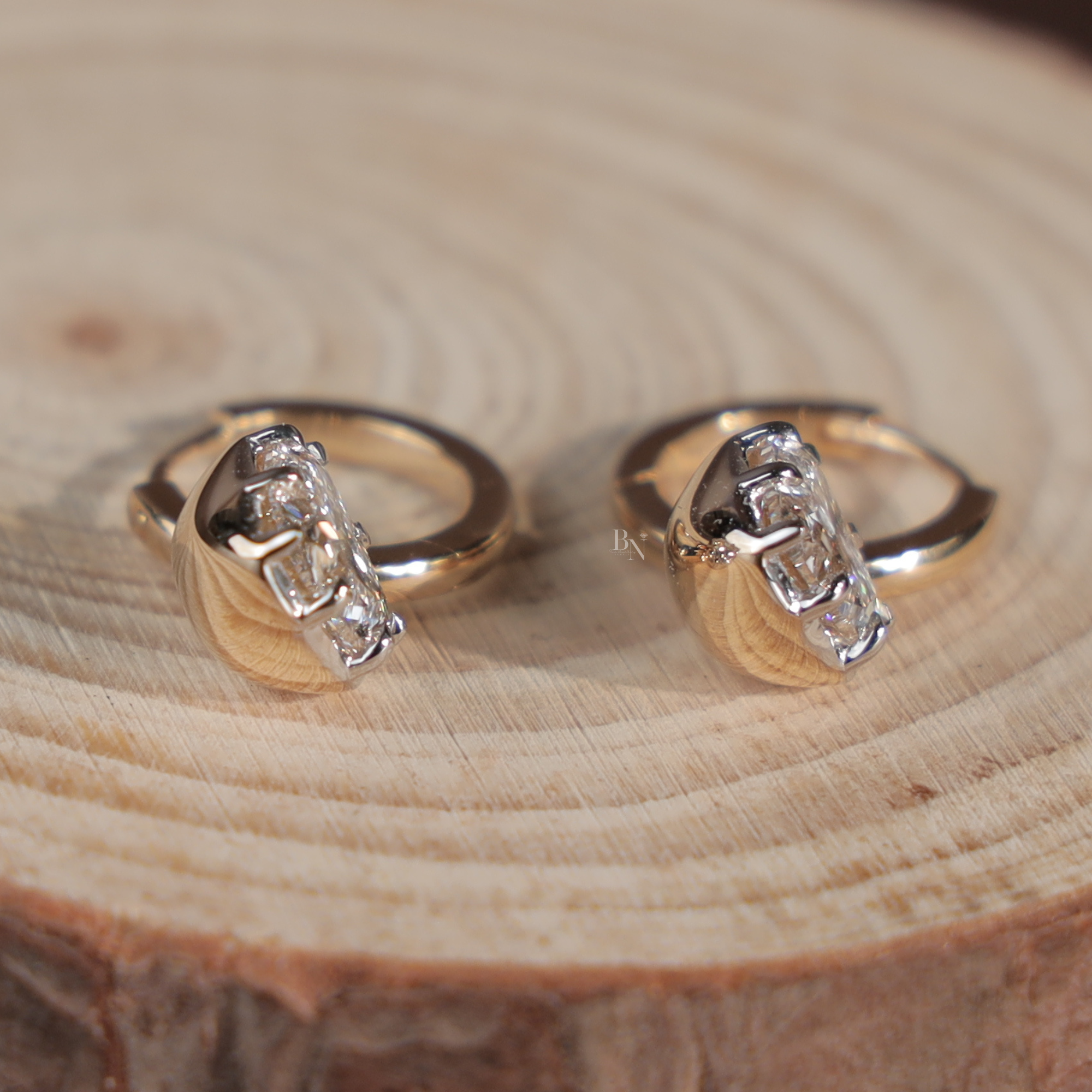 3ct Heart Cut Lab Grown Diamond Earrings | 18K Yellow Gold Hidden Halo Hoops | IGI Certified Lab Diamond Studs | Pave Bridal Jewelry Gift