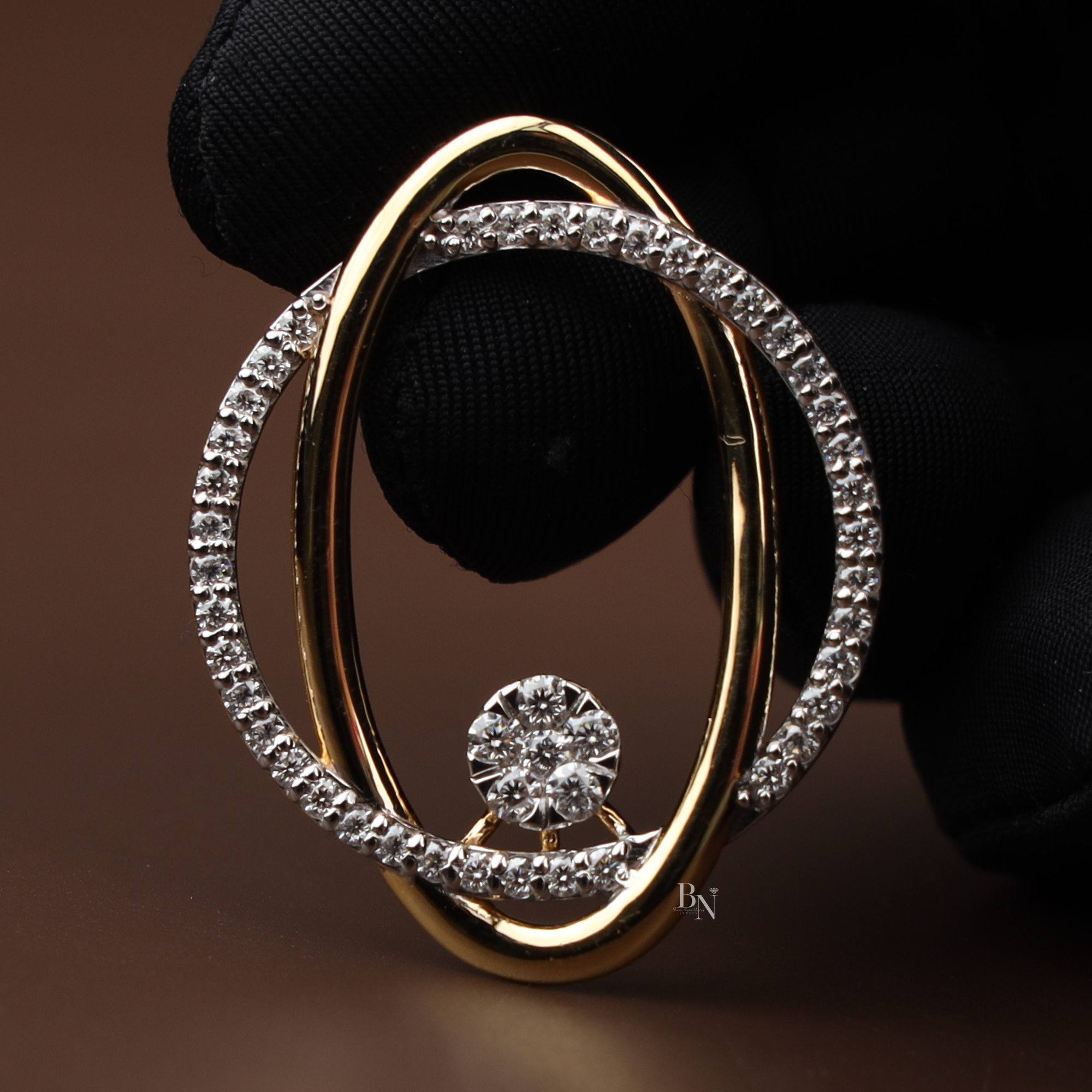 1.50ctw Oval Lab Grown Diamond Necklace Set | 14K Gold Interlocking Circle Pendant | Diamond Halo Earrings | Anniversary Gift (ONLY PENDANT)
